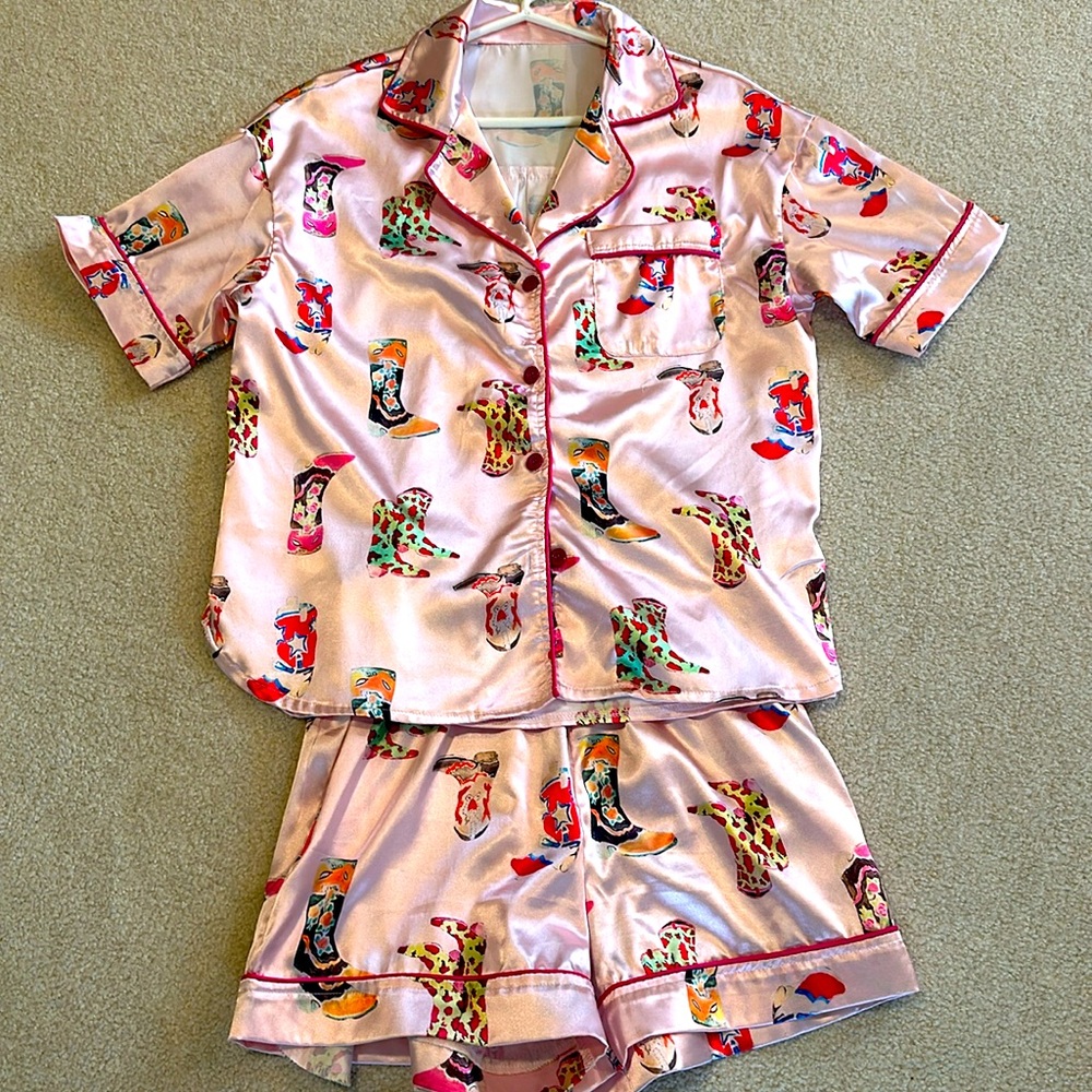 Satin cowboot PJs - shorts set